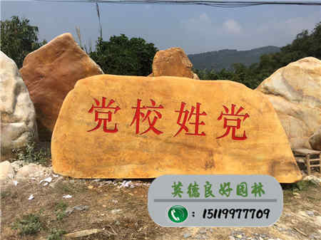刻字黃蠟石--黨校姓黨