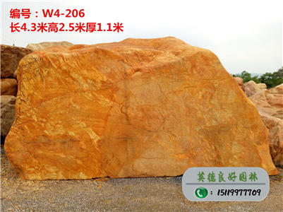 天然黃蠟石--園林石基地直銷、招牌黃蠟石刻字W4-206