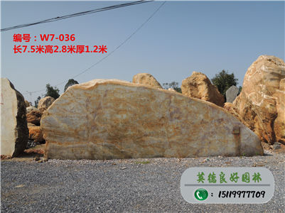 供應自然風景石、景觀黃蠟石、大型景觀石W7-036