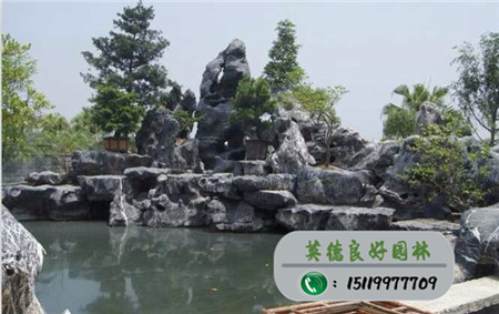 園林石太湖石水池圍邊造景